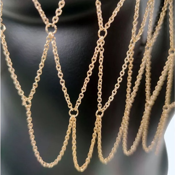 Body Jewelry Chain Halter Mesh Bralette dainty top - Picture 16 of 16